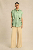 Neora by Nehal Chopra Ash Green Coin Flap Shirt