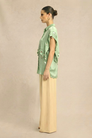 Neora by Nehal Chopra Ash Green Coin Flap Shirt