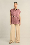 Neora by Nehal Chopra Brick Red Coin Flap Shirt