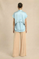 Neora by Nehal Chopra Tropical Breeze Blue Coin Flap Shirt