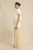 Neora by Nehal Chopra Ivory White Coin Flap Shirt