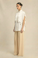 Neora by Nehal Chopra Ivory White Coin Flap Shirt
