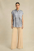 Neora by Nehal Chopra Steel Grey Coin Flap Shirt