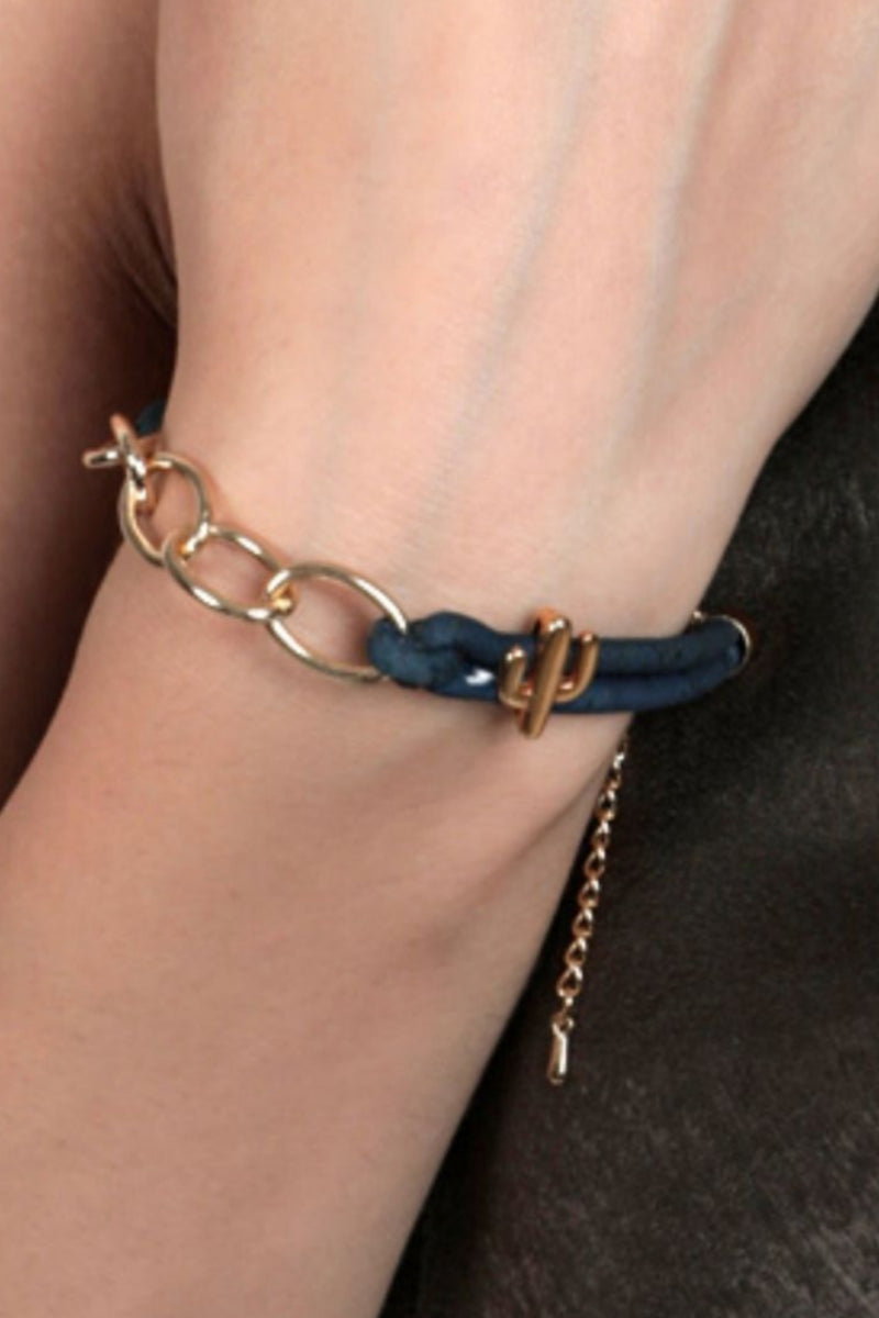 Foret Arizona Bold Gold Bracelet In Navy Blue