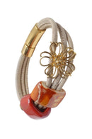 Foret Flower And Light Bracelet In Cork & Ceramic