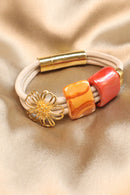 Foret Flower And Light Bracelet In Cork & Ceramic
