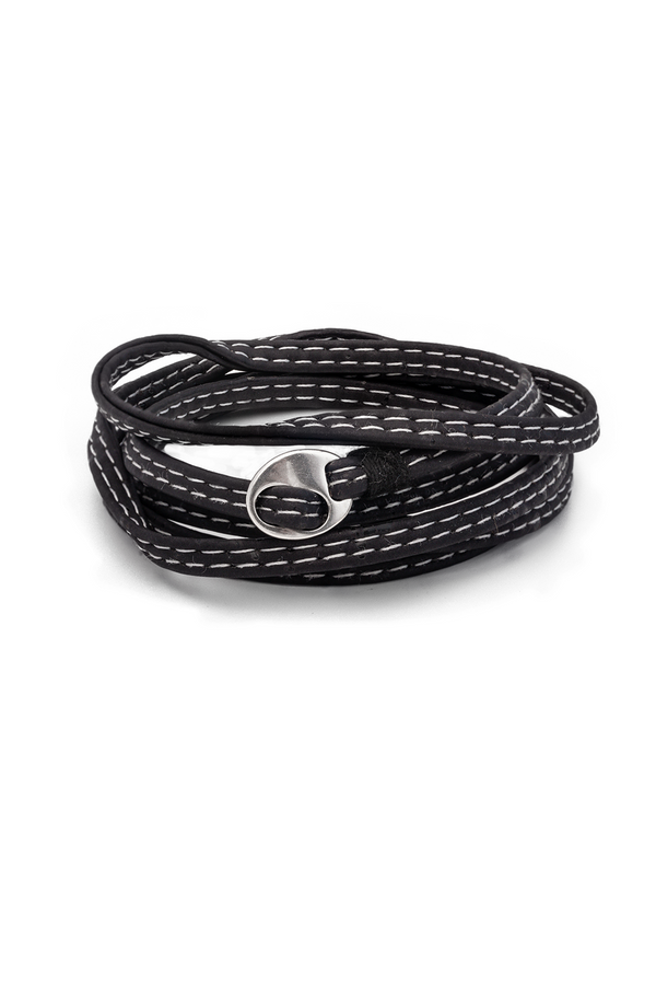 Foret Flex Cork Wristband - Black With White Border
