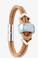 Foret Nothern Light Vegan Bracelet In Cork And Ceramic Beads- Silver