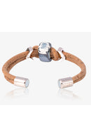 Foret Nothern Light Vegan Bracelet In Cork And Ceramic Beads- Silver