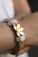 Foret Sacred Lotus Bracelet In Porcelain Ceramic And Cork