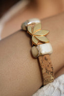 Foret Sacred Lotus Bracelet In Porcelain Ceramic And Cork