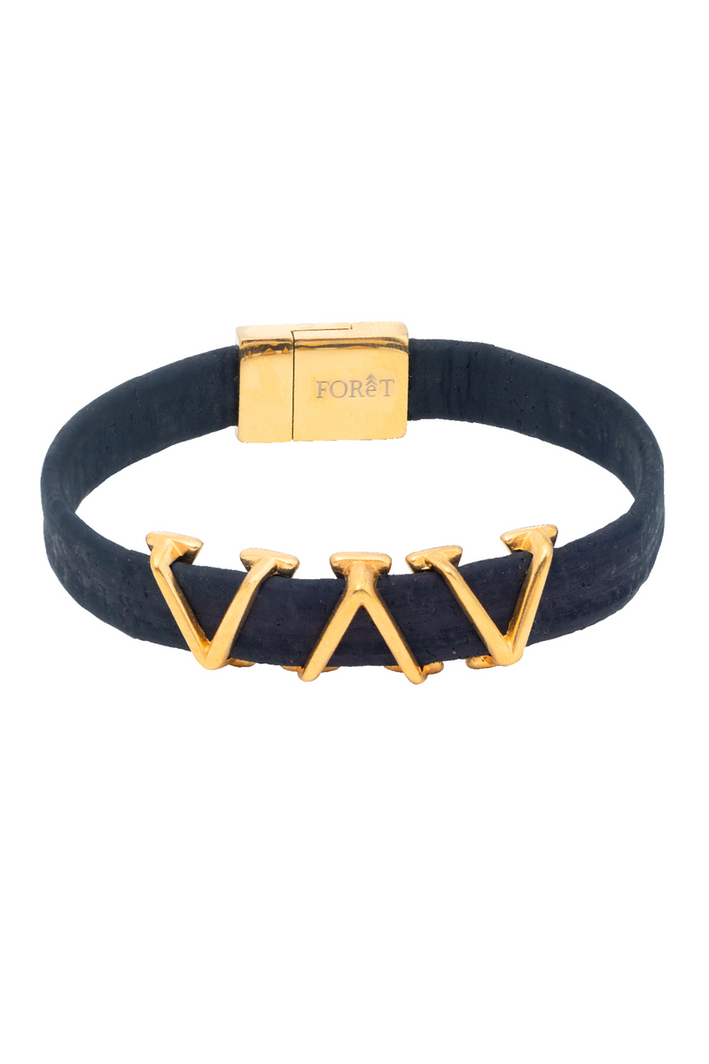 Foret Nautical Gold Shark Tooth Cork Men Bracelet