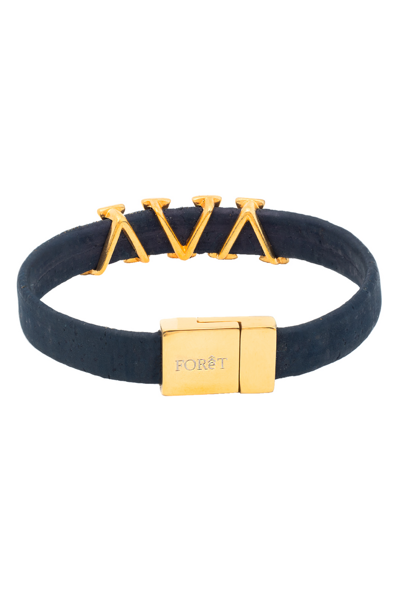 Foret Nautical Gold Shark Tooth Cork Men Bracelet