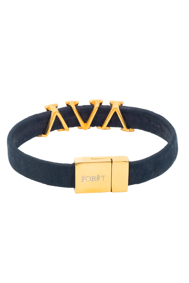 Foret Nautical Gold Shark Tooth Cork Men Bracelet