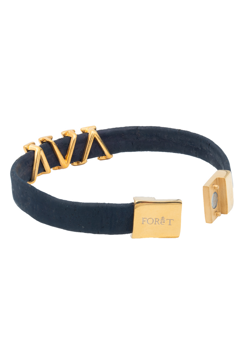 Foret Nautical Gold Shark Tooth Cork Men Bracelet