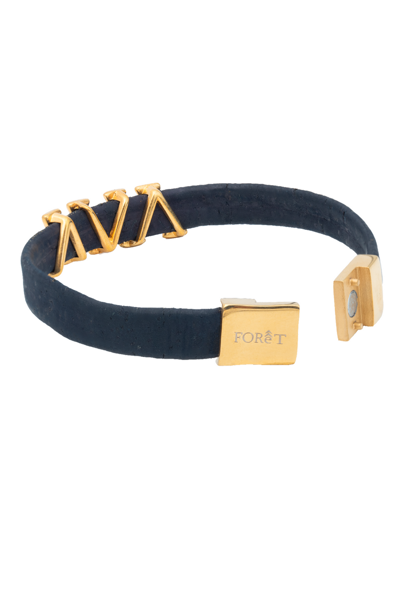 Foret Nautical Gold Shark Tooth Cork Men Bracelet