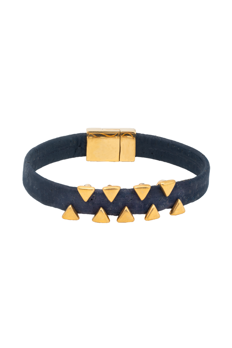 Foret Nautical Gold Shark Tooth Cork Men Bracelet