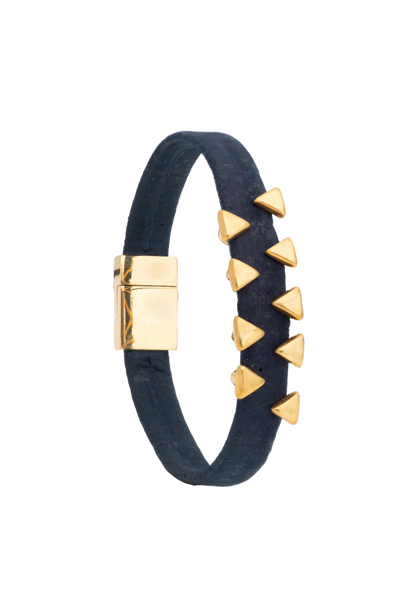 Foret Nautical Gold Shark Tooth Cork Men Bracelet