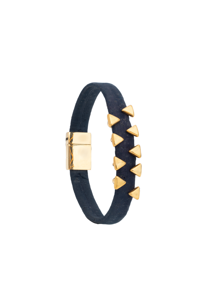 Foret Nautical Gold Shark Tooth Cork Men Bracelet