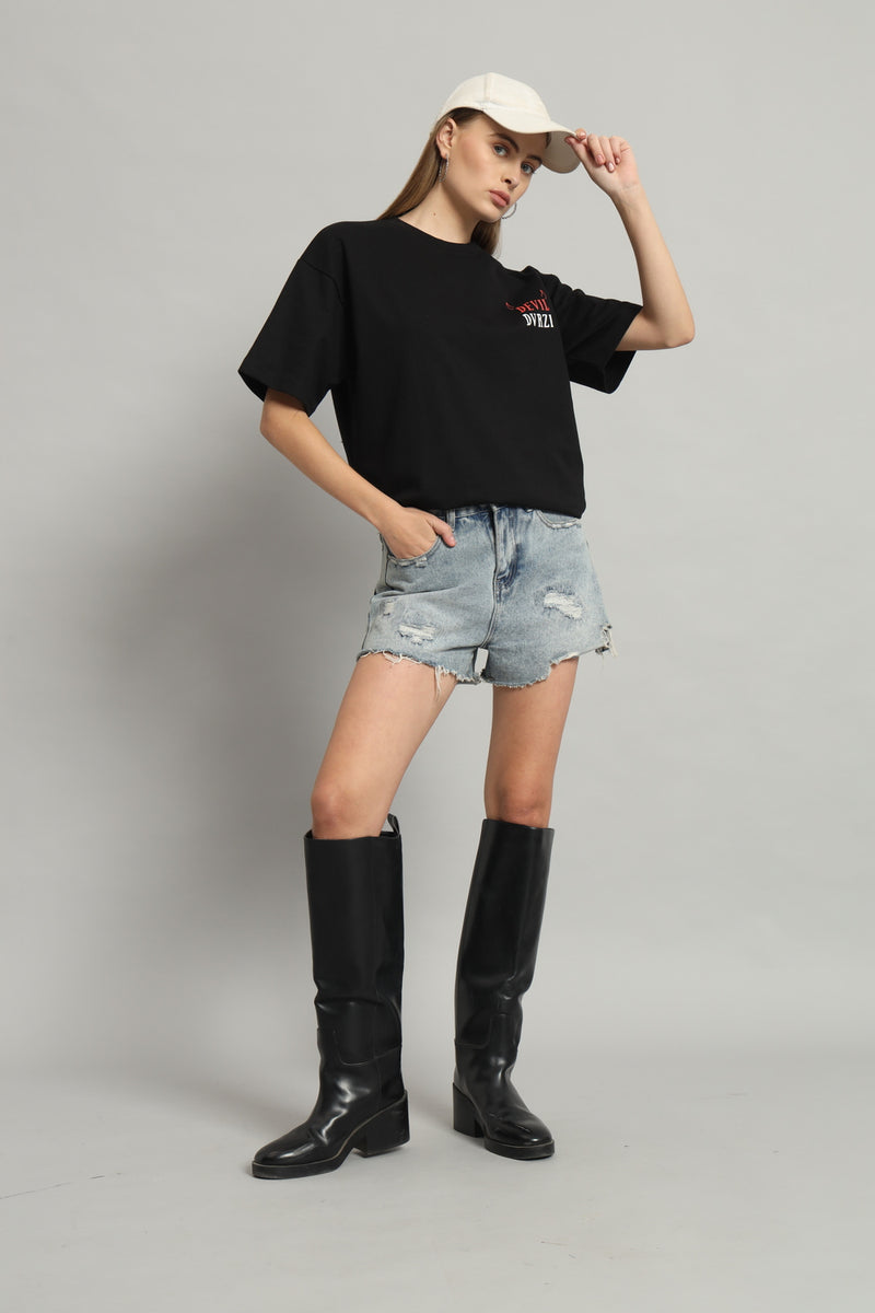 Dvrzi Black Diabolical Deal Oversized Tee Women’s