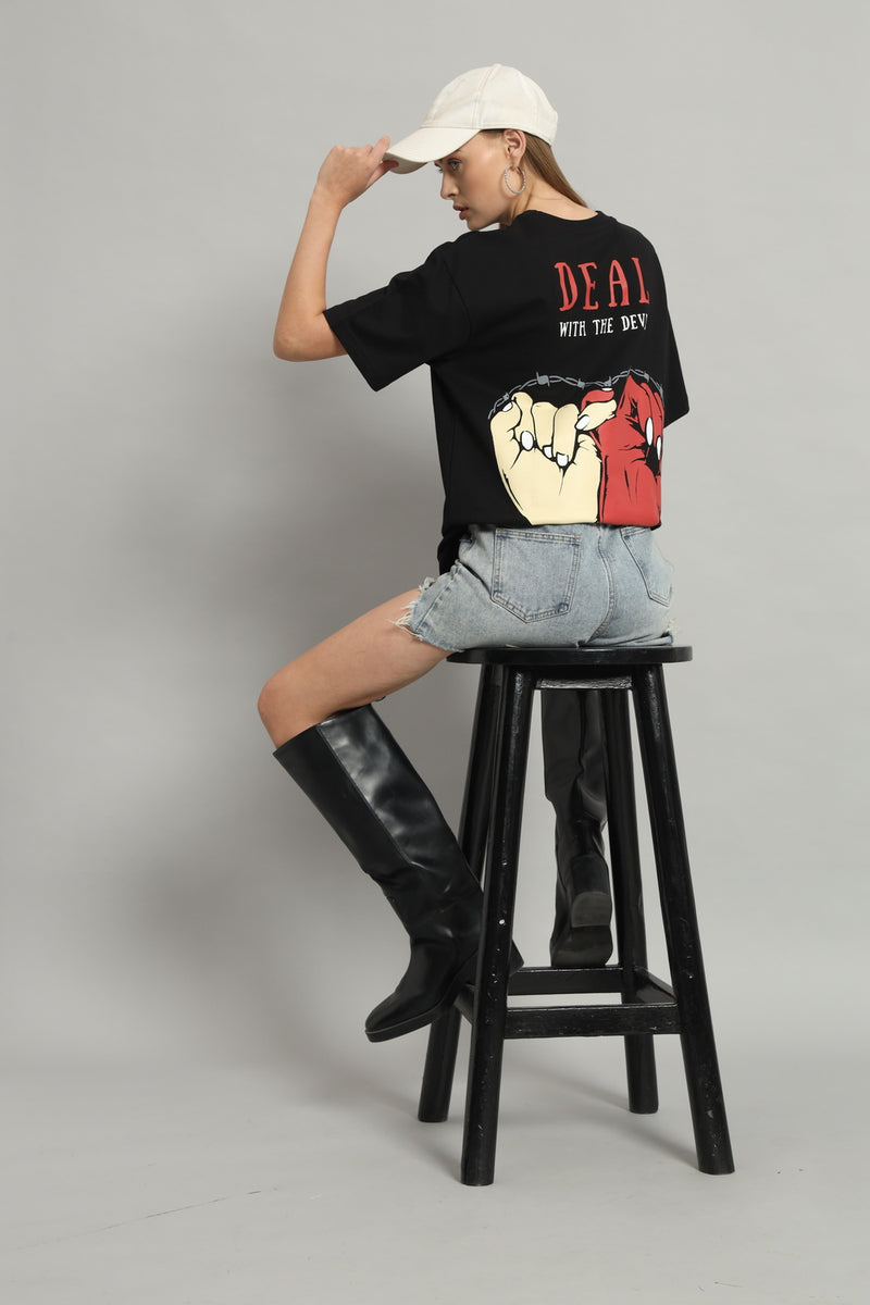 Dvrzi Black Diabolical Deal Oversized Tee Women’s