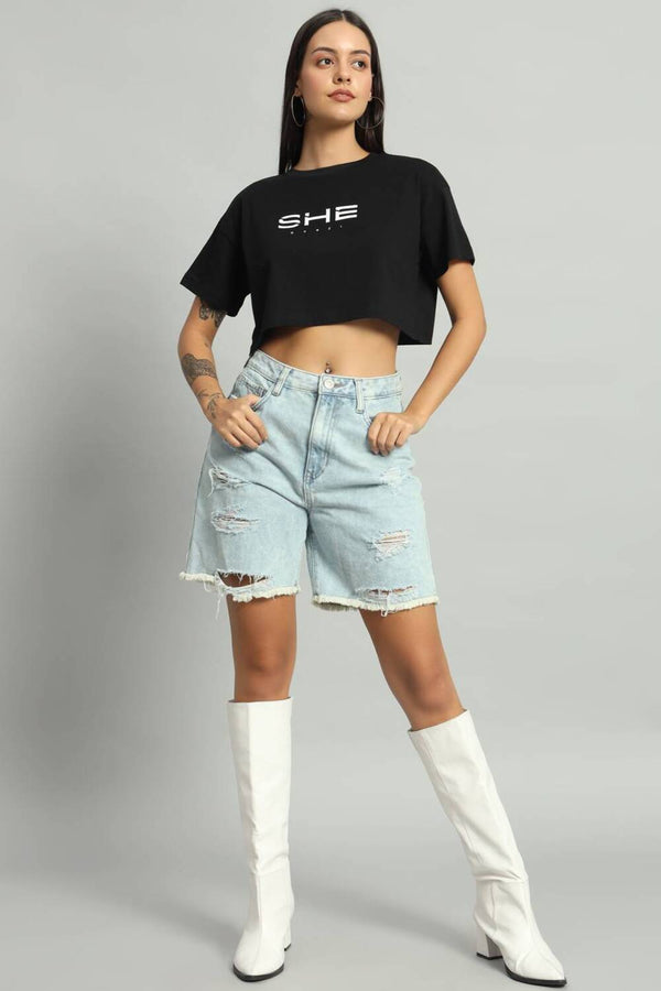 Dvrzi Black She Cropped Tee