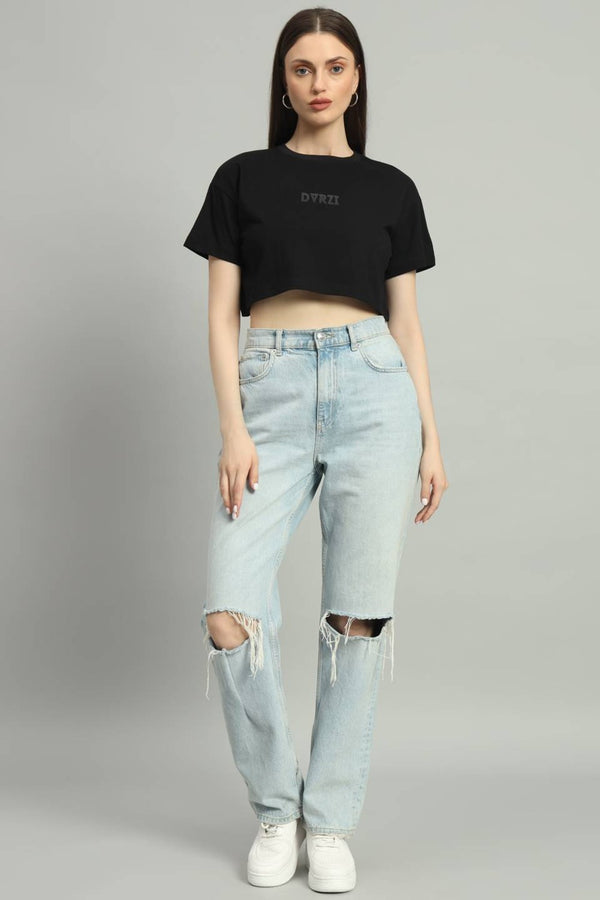 Dvrzi Black Signature Cropped Tee