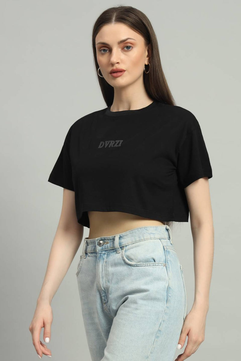 Dvrzi Black Signature Cropped Tee