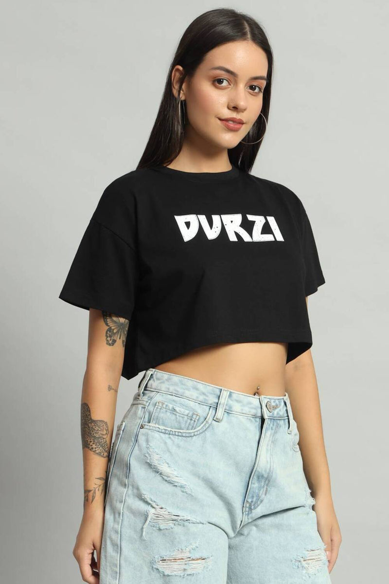 Dvrzi Black Understated Cropped Tee