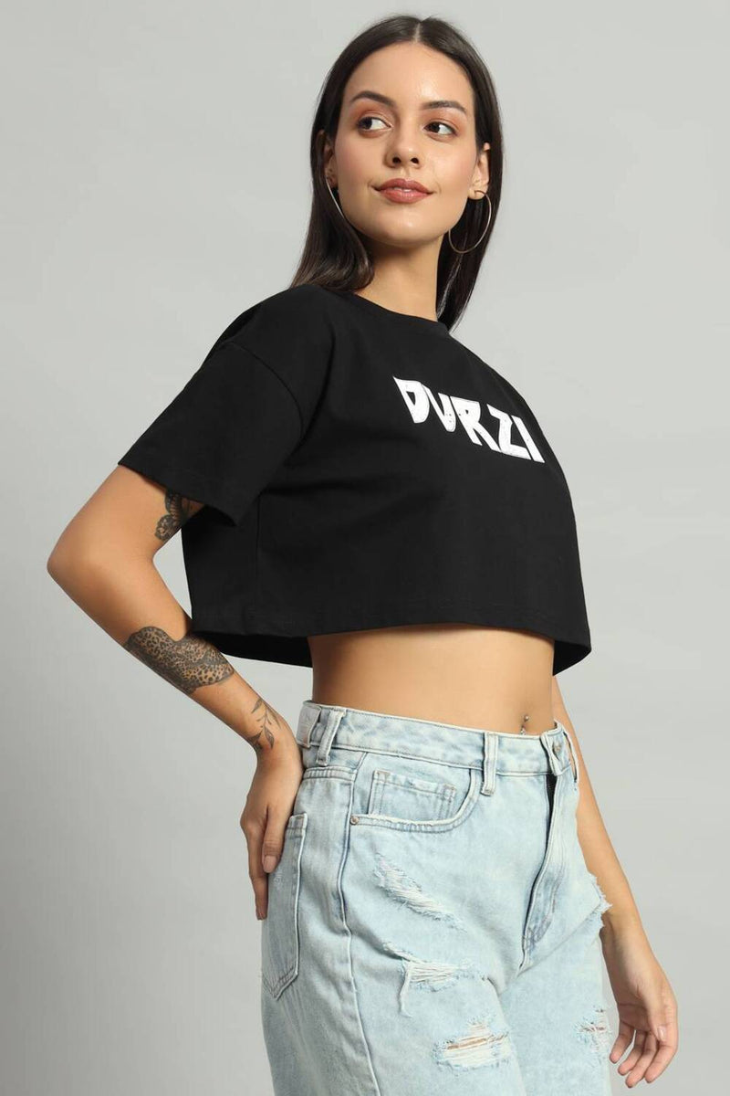 Dvrzi Black Understated Cropped Tee