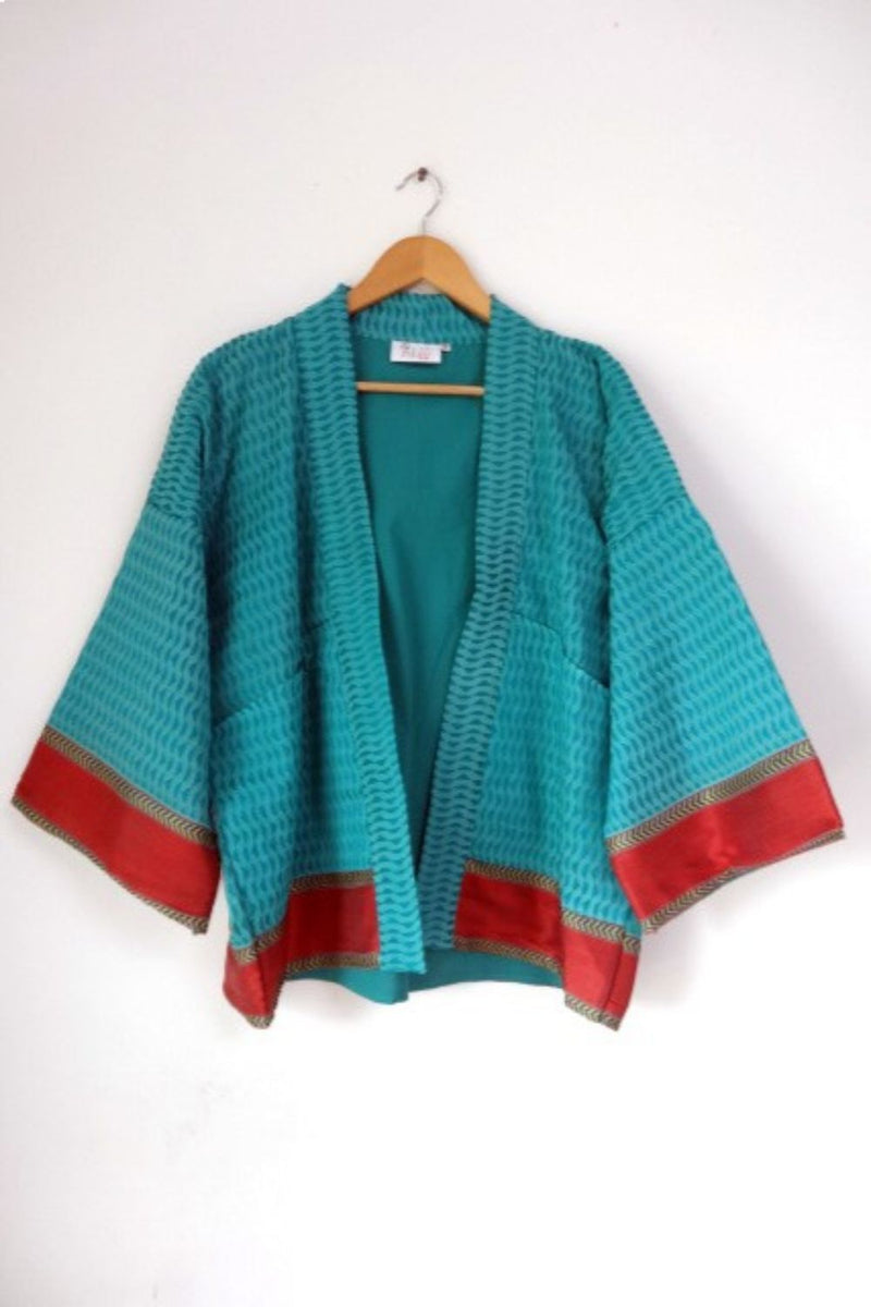 Asian In Me | Crepe-Silk Unisex Blue Kimono Jacket| Yoru-kimono