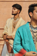 Asian In Me | Crepe-Silk Unisex Blue Kimono Jacket| Yoru-kimono