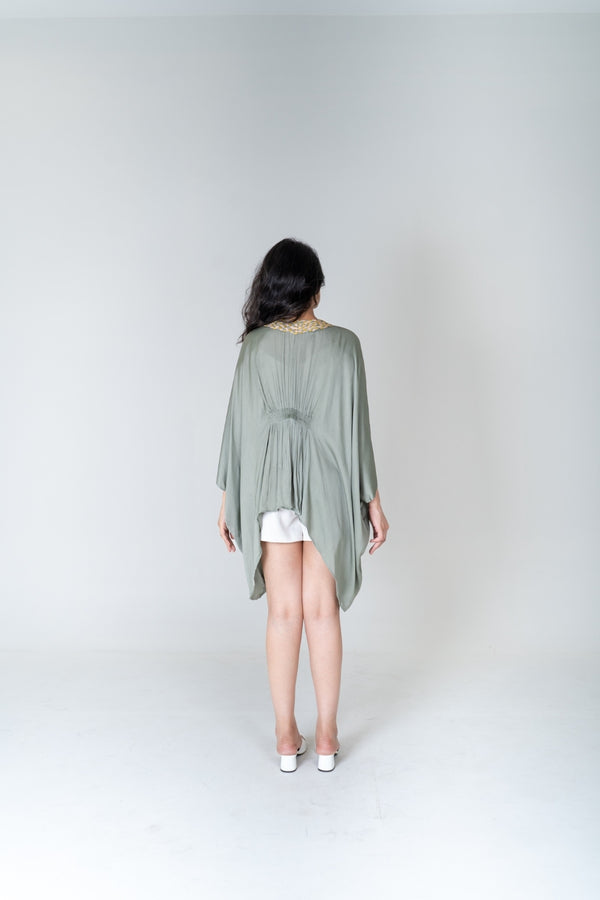 Neora by Nehal Chopra Green Braided Short Cape