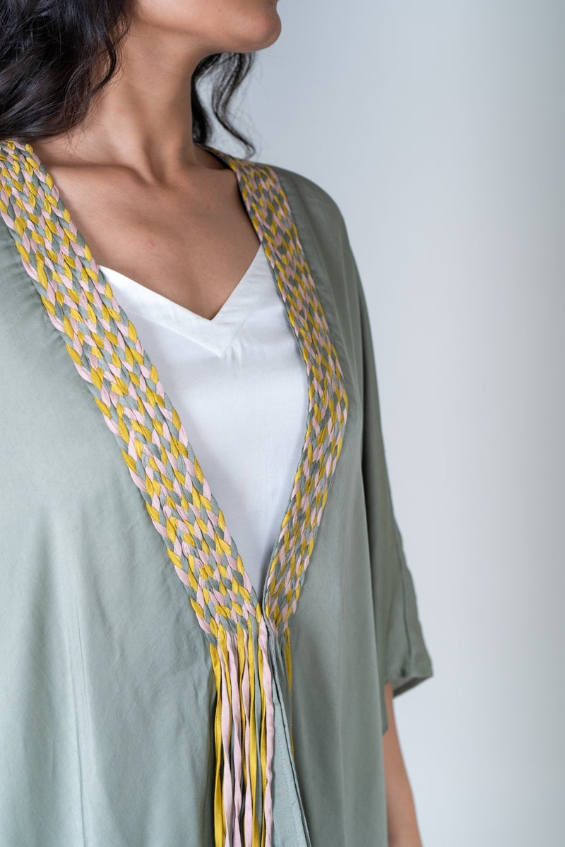 Neora by Nehal Chopra Green Braided Short Cape