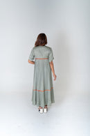 Neora by Nehal Chopra Green-Orange Braided Gather Long Cape