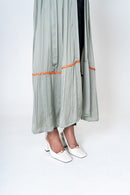 Neora by Nehal Chopra Green-Orange Braided Gather Long Cape