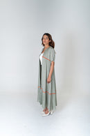 Neora by Nehal Chopra Green-Orange Braided Gather Long Cape