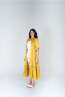 Neora by Nehal Chopra Yellow-Green Braided Gather Long Cape