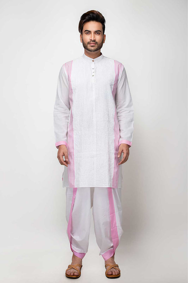 Sepia Stories Camiz Cotton Kurta in White Pink