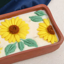 Pravaah Surajmukhi Hand Poured Floral Soy Candle, 4 Wicks in Terracotta Bowl, Jasmine and Bergamot