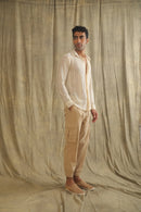 Label Muslin Ecru Crochet Net Men's Shirt