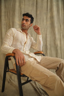 Label Muslin Ecru Crochet Net Men's Shirt