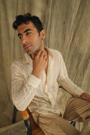 Label Muslin Ecru Crochet Net Men's Shirt