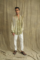 Label Muslin Green Tie an Dye Kurta Shirt