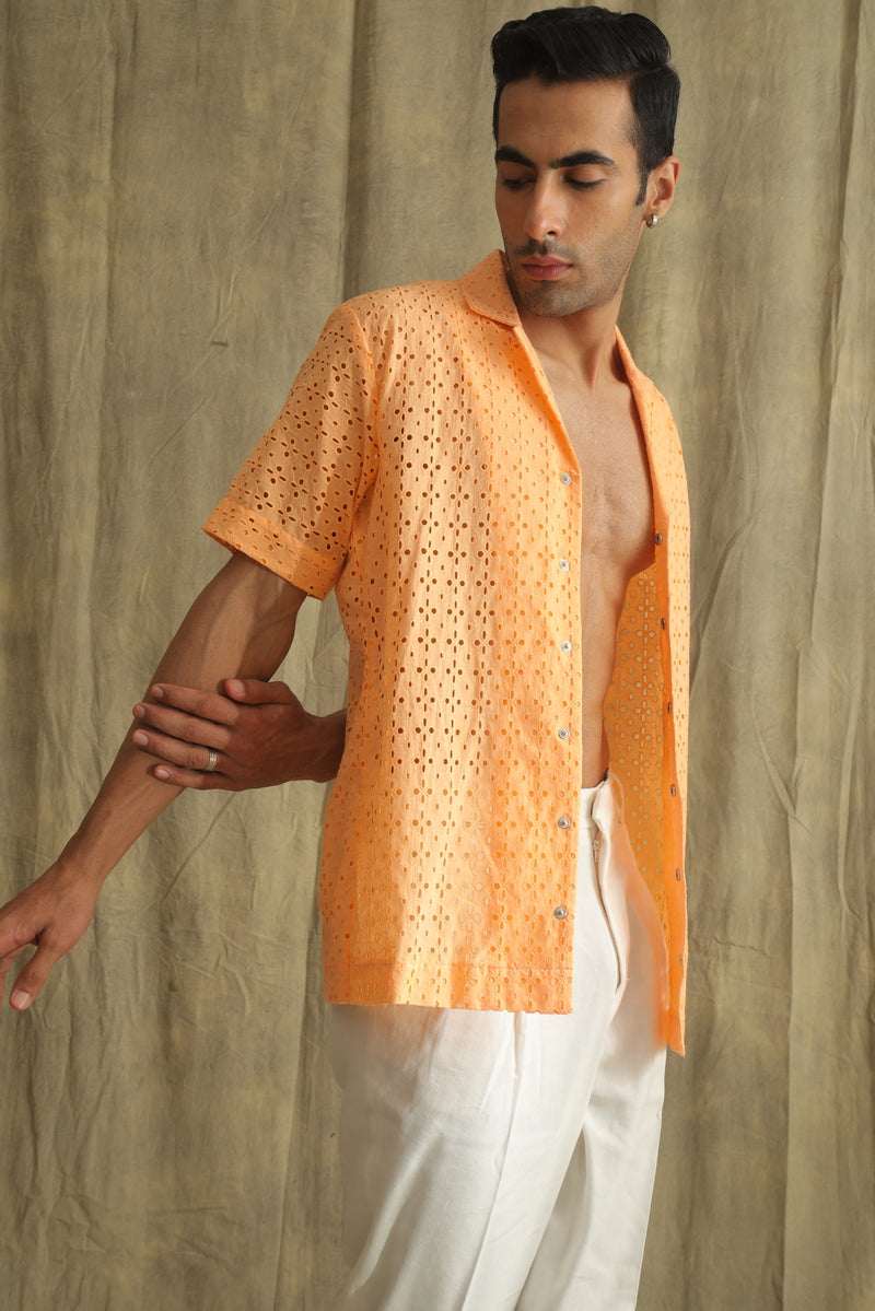 Label Muslin Orange Shadow Work Men's Shirt