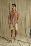 Label Muslin Brown Knitted Crochet Men's Shirt