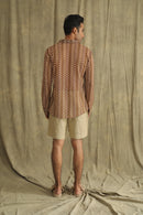 Label Muslin Brown Knitted Crochet Men's Shirt