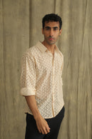 Label Muslin Ecru Shadow Work Men's Shirt