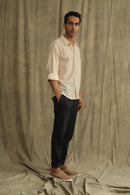 Label Muslin Ecru Shadow Work Men's Shirt
