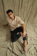 Label Muslin Ecru Shadow Work Men's Shirt